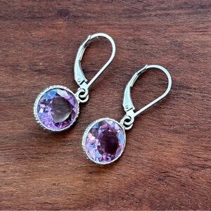 Dainty Sterling Silver and Purple Amethyst Earrings